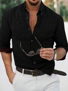 Manfinity Homme Men's Minimalist Fashionable Casual Shirt, Everyday Wear