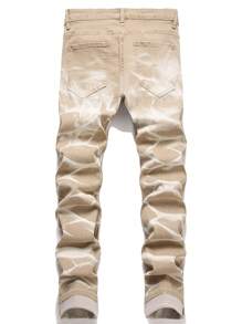 Manfinity LEGND Men's Distressed Slim-Fit Casual Denim Jeans With Pockets - Khaki - View 2