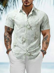 Manfinity RSRT Men's Front Button Short Sleeve Printed Casual Top, Everyday Wear - Multicolor - View 5