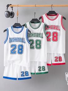 6 Sets Informal de deportes para preadolescentes con parte superior de tirantes estampada con letras y números en cuello acanalado y pantalones cortos de 2 piezas de punto, 3 diseños, adecuado para escuela, jardín, playa, cumpleaños, primavera/verano/otoño/invierno