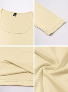 Chiquease Women's Sexy Square Neck Long Sleeve Crop Top, Cute Summer Top