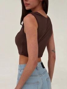 Aloruh 1pc Metal Decor Asymmetrical Shoulder Party/Christmas Elegant Top