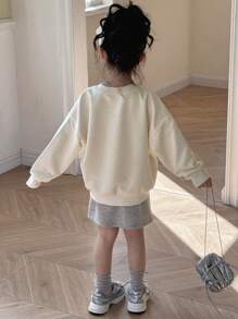 DAZY Young Girls Round Neck Knitted Embroidery Sweatshirt For Autumn - White - View 5