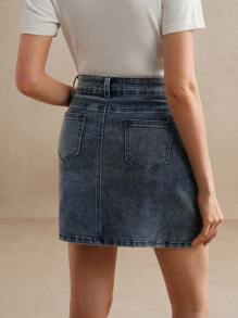 Anewsta Fashionable Floral Decorated Denim Skirt, Women Spring/Summer Outfits, Suitable For Valentine's Day