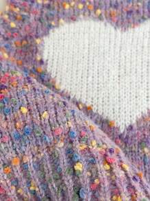 Baby Girl Colorful Heart Patterned Knit Sweater Vest