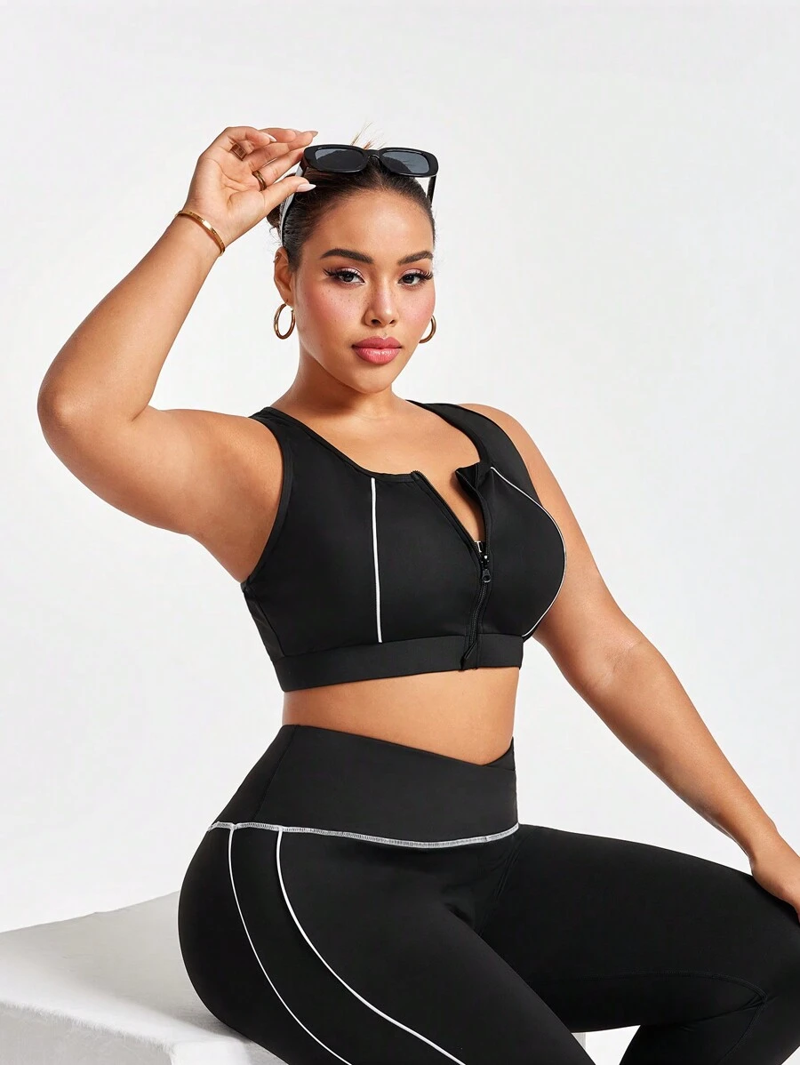 SHEIN Sport Studio Women's Plus Size Running Fitness Sports Bra Set