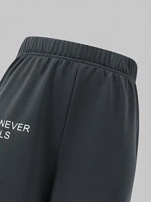 SHEIN Explorewe 青少年女孩休闲宽松舒适运动裤，适合日常通勤、休闲、运动、聚会 - 深灰色 - 查看 4