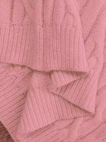 EMERY ROSE 潮流欧美秋冬博主风扭绳设计圆领针织衫 - 粉色 - 查看 7