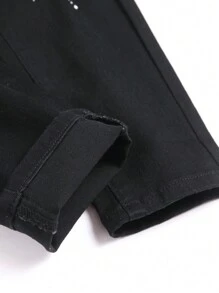 Manfinity LEGND Men's Front Button Pockets Distressed Casual Denim Jeans