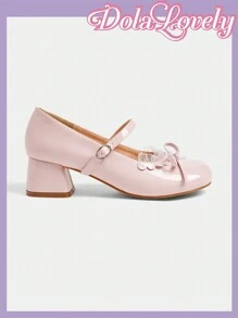 Dola Lovely Round Toe Bow Decor Slingback High Heel Pumps, Fashionable Women Dress Shoes Spring Shoes Spring Break Easter