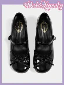 Dola Lovely Bombas con tacón ancho, punta redonda, escote bajo, lazo en la correa posterior. Zapatos de tacón alto de moda para dama, adecuados para la primavera, descanso de primavera y Pascua