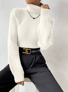 Chiquease New Fashion High Neck Elegant Stylish Design Ladies Sweater Knit Pullover Fall Winter Sweater - Beige - View 1