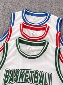 6 Sets Informal de deportes para preadolescentes con parte superior de tirantes estampada con letras y números en cuello acanalado y pantalones cortos de 2 piezas de punto, 3 diseños, adecuado para escuela, jardín, playa, cumpleaños, primavera/verano/otoño/invierno