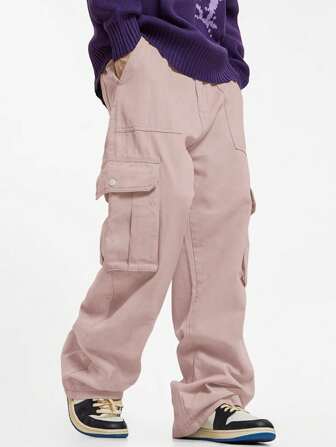 Manfinity Hypemode 男士纯色翻盖口袋侧边工装裤