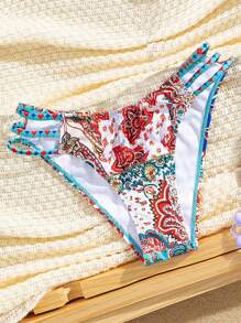 Summer Openwork Drawstring Sweet Girl Exclusive Bikini Bottom - Multicolor - View 6