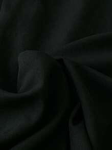 SHEIN LUNE Women's Casual Elegant Solid Color Pleated 3D Rose Elastic Waist Skirt, Plus Size For Autumn - Black - View 3