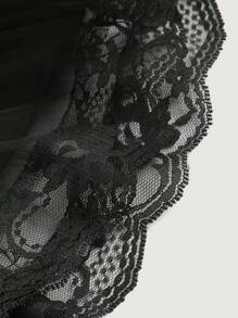 SHEIN MOD Black Tulle Lace Trim Tutu Skirt, Vintage Court Style, Elegant, For Banquet, Date, Party, Festival,New Years Women Outfit,Vacation Outfits Woman,Goth,Beach Outfits For Woman,Valentine's Day Clothes