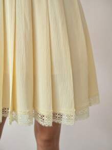 MOTF STUDIO 对比色蕾丝褶饰背心裙 - 黃色 - 查看 7