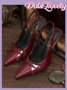 Dola Lovely 女士2024新款金色系带露趾凉鞋，2024春秋尖头细跟时尚设计，穿着舒适，百搭搭配连衣裙和高跟鞋情人节 - 酒紅色 - 查看 4
