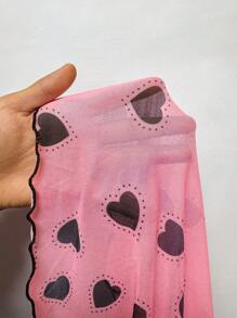 PetitDoll Váy ngủ lưới hở lưng ren màu tương phản xẻ cao gợi cảm in hình trái tim - Nhiều màu - Xem 6