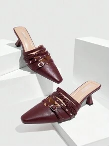 CUCCOO GRLICON Women's Y2K Punk Style High Heel Pumps, Suitable For Motorcycle, Cool Girl, Halloween, Christmas, Party Outfits - Burgundy - View 5