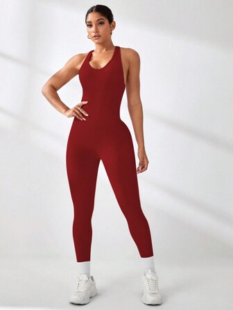 Slayform Mono deportivo sin mangas de unicolor y estilo minimalista y sexy para mujer, para uso casual diario