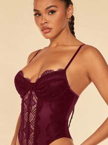 SHEIN BAE Damen eleganter und sexy Spitzen-Bodysuit