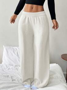 SHEIN EZwear 1 pièce Pantalon décontracté à taille élastique avec poches pour femme, simple pour un usage quotidien