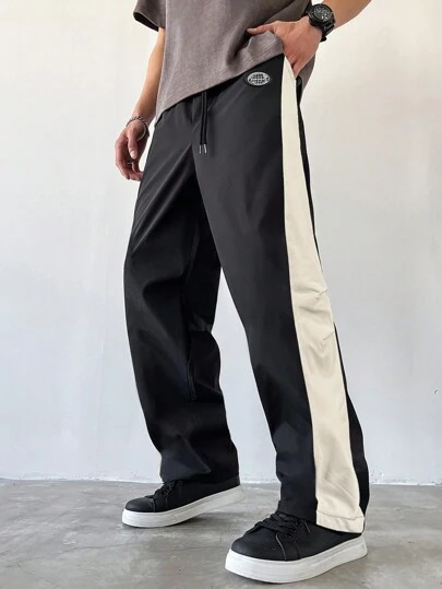 Claim Dot 男士街头潮流运动拼布设计直筒休闲裤，街头时尚运动拼贴设计，适合情侣，直筒休闲裤，适合朋友、丈夫、男朋友的礼物，秋季