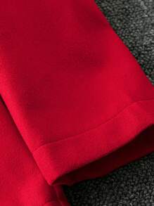 Rometta 1 件大码翻领花朵装饰纯色厚外套，适合新年衣服，适合冬季