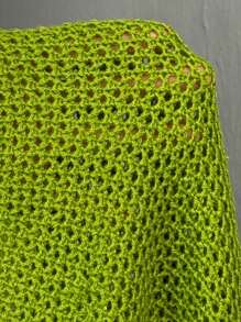 BamGleam New Green Metal Big Button V-Neck Sweater Vest, Hollow Out Cardigan For Casual Outdoor Wear, Sexy Minimalist Knit Vest, Suitable For Autumn/Winter/Spring