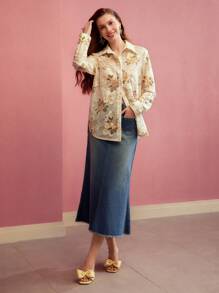 MOTF PREMIUM 花卉印花纽扣衬衫 - 彩色 - 查看 8