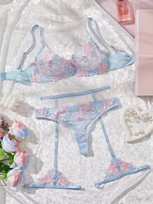 3pcs Women's Sexy Light Purple Lingerie Set For Going Out