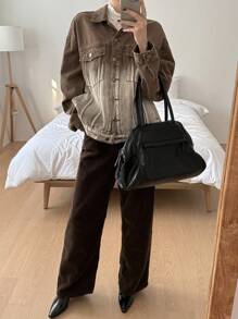 DAZY Women Ombre Denim Jacket And Outwear - Coffee Brown - View 6
