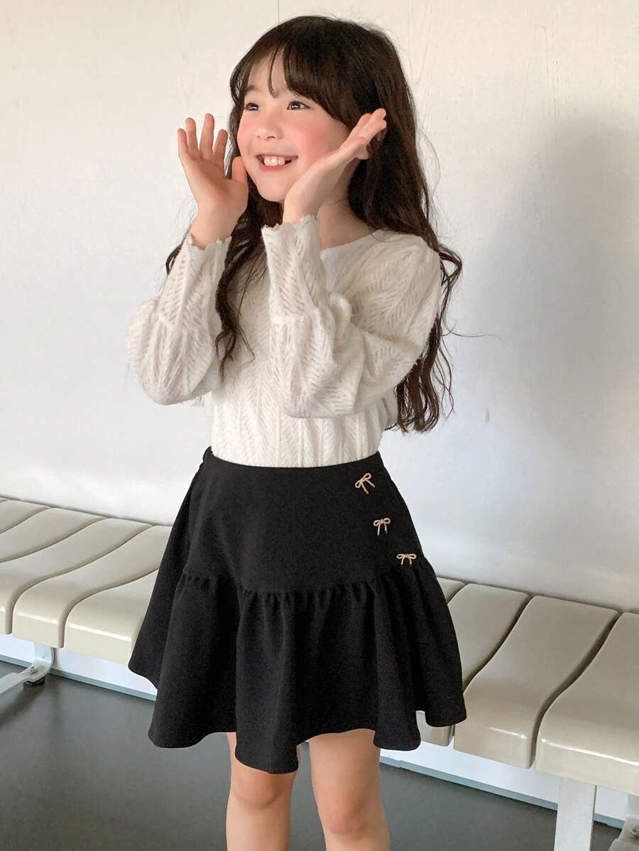 DAZY 2 件套青少年女孩圆领 T 恤和裙子春夏装