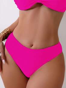 Swim Basics 2026 春夏女款新款侧高叉紫红色休闲比基尼泳裤