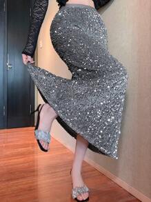 DAZY Back To School Ladies Sequin Decorated Party Skirt Prom Skirt,Fall Women Clothes