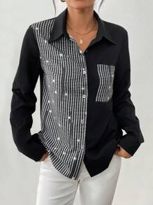 SHEIN Clasi Dames Casual Elegante Bedrukte Pailletten Blouse