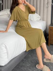 DAZY 1 szt. Sukienka damska w jednolitym kolorze, dopasowana, minimalistyczna, dzianinowa, do salonu