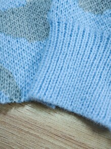 Flirla Suéter de punto de talla grande con cuello redondo y ajuste holgado con estampado de leopardo, otoño/invierno