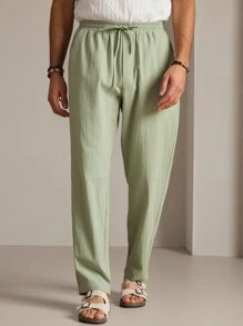 Manfinity VCAY Pantalones casuales formales de uso diario de unicolor tejidos, estilo juvenil de negocios para hombres