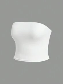 Solflare Plus Size Women Summer Minimalist Fitted Tube Top, Casual Daily Wear