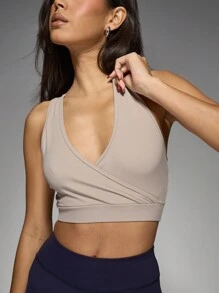 MISSGUIDED 裹前运动裁剪上衣锻炼文胸运动性能支撑瑜伽健身舞蹈工作室训练运动服吸湿排汗透气 - 灰色 - 查看 3