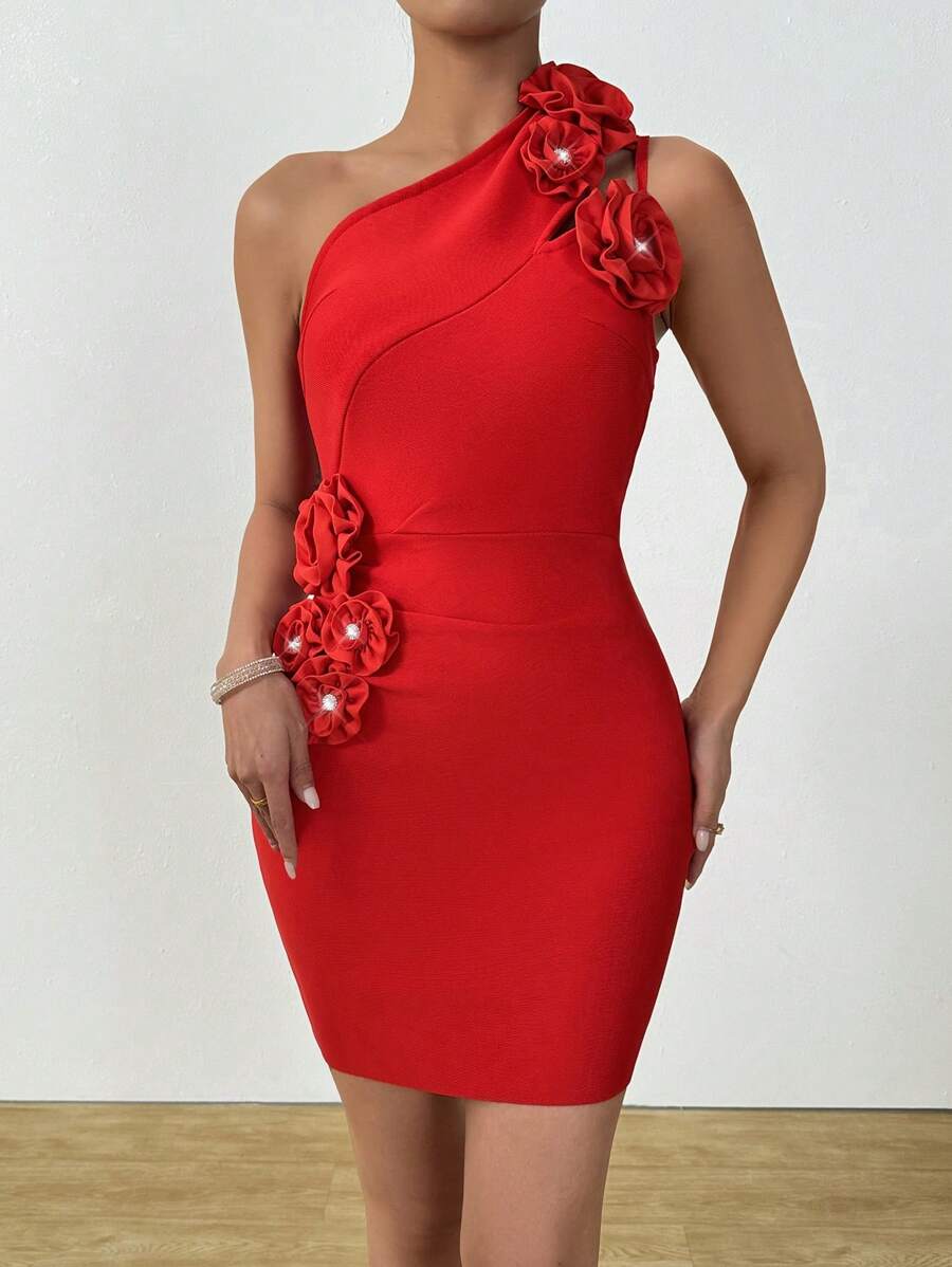 Zolique Vestido rojo casual y elegante de estilo minimalista, de moda para uso diario - Rojo - Ver 1