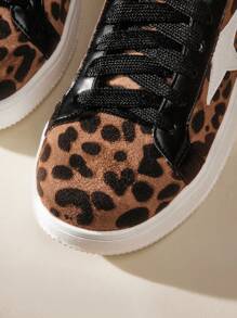 CUCCOO EASI Zapatillas de deporte con cordones de estampado de leopardo de moda informal para mujer - Marrón - Ver 10
