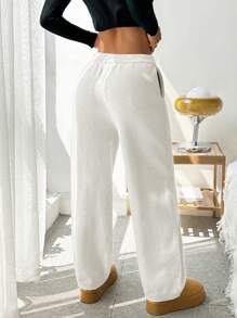 SHEIN EZwear 1 pièce Pantalon décontracté à taille élastique avec poches pour femme, simple pour un usage quotidien