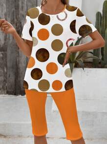 EMERY ROSE 2pcs Summer Casual Polka Dot Pattern Sets For Women - Multicolor - View 6