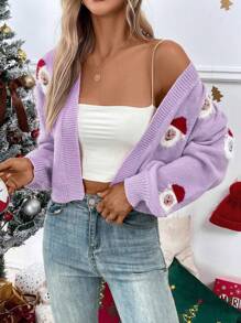 SHEIN Unity Women Long Sleeve Simple Cardigan, Casual Wear - Lilac Purple - View 6