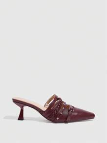 CUCCOO GRLICON Women's Y2K Punk Style High Heel Pumps, Suitable For Motorcycle, Cool Girl, Halloween, Christmas, Party Outfits - Burgundy - View 3