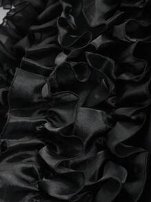 SHEIN MOD Women Elegant Black Ruffle Trim Organza Mini Dress, Dresses For Women, Dresses For Women Elegant, Dresses For Women Party, Corset Dress, Graduation Dress, New Year Party Dress, Going Out Dress, Vintage Dress, Goth Dress, Dress Madrinha De Casamento